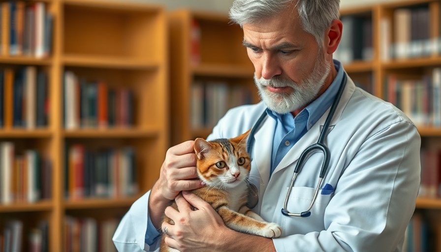 Veterinarian discussing animal care in a library setting.