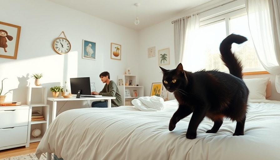 Hilarious Moments with Cats at Home in a cozy bedroom scene.