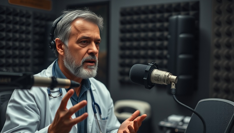 Veterinarian sharing insights in a podcast studio, promoting trust in vets.