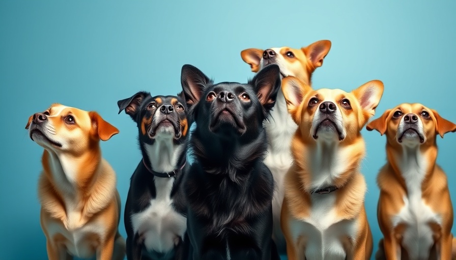 Attentive dogs looking upward, promoting dog training on every walk.