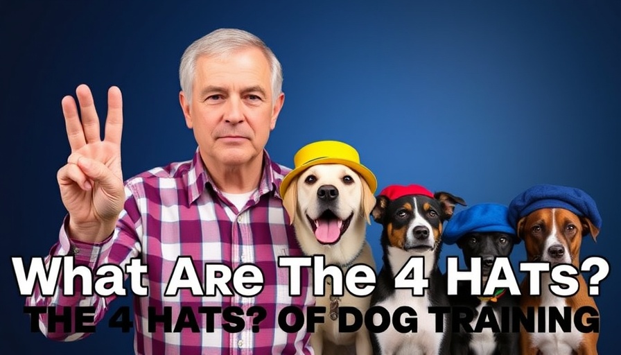 Man showcasing dog training principles with hats emphasizing master dog leadership.