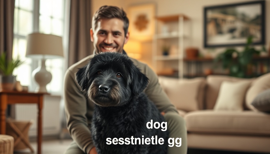 Responsible breeding practices for puppies: Man with dog indoors.
