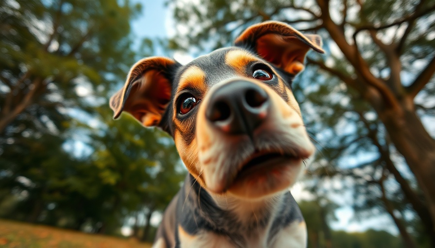 Close-up of a curious dog, a playful look.