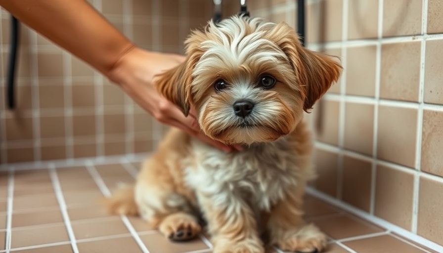 Dog grooming tips for small fluffy dogs in a grooming station.
