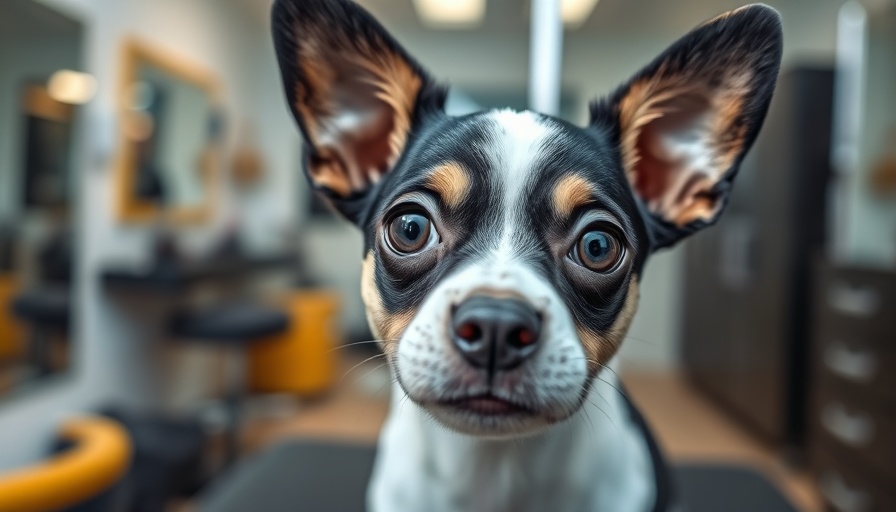 Adorable dog on grooming table, part of dog care tips.