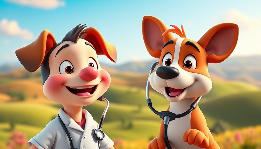 Pet cartoon for kids featuring a cheerful vet with a stethoscope.