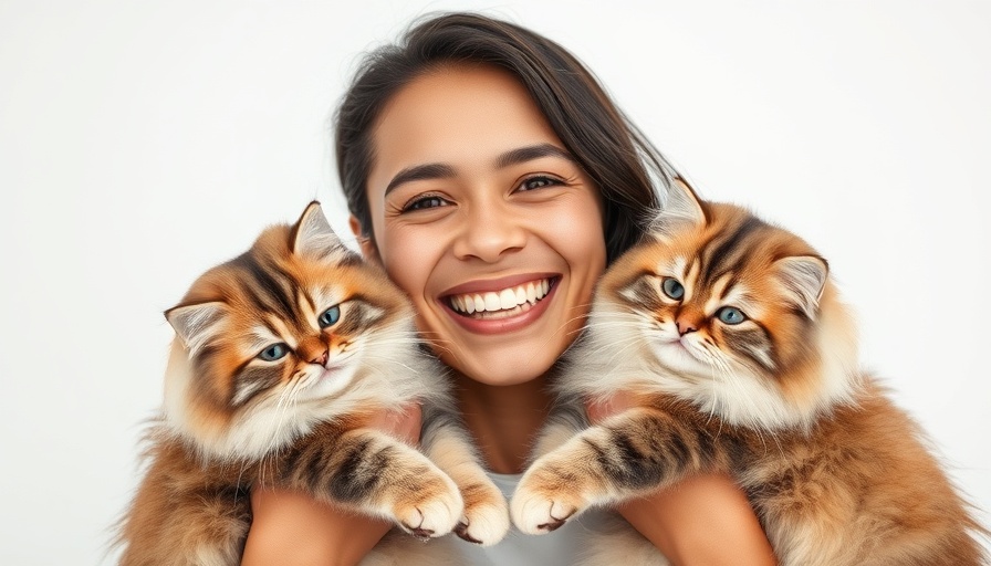 Person with two cats, showing joy. Cats are out of this world.