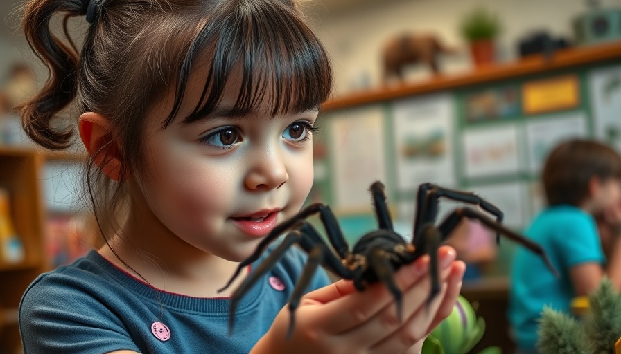 Kids Love Bugs - Girl excitedly watches tarantula in educational setting