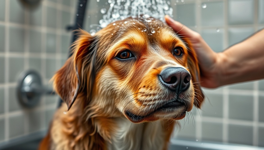 Pet grooming with dog getting washed in a grooming station.