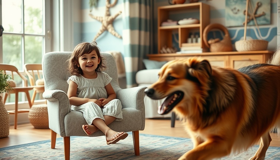 Dog funny moments with a child and large dog in a cozy room.