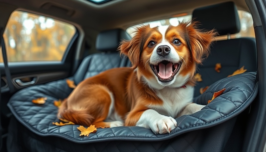 Cute dog on quilted back seat car cover.