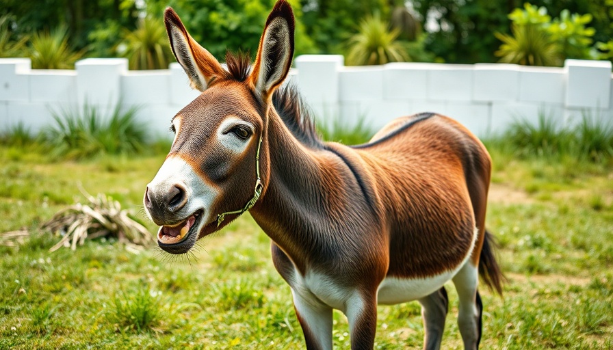 Laughing donkey outdoors, resembling pet funniest videos.