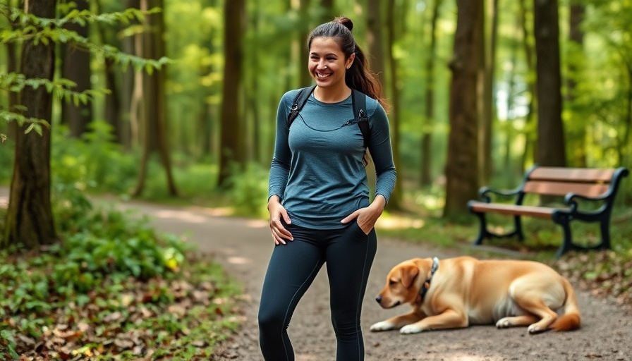 Woman with dog in funny moment on forest path, pet funniest videos.