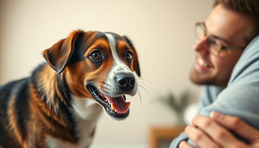 Amusing dog and playful man sharing a funny moment indoors.