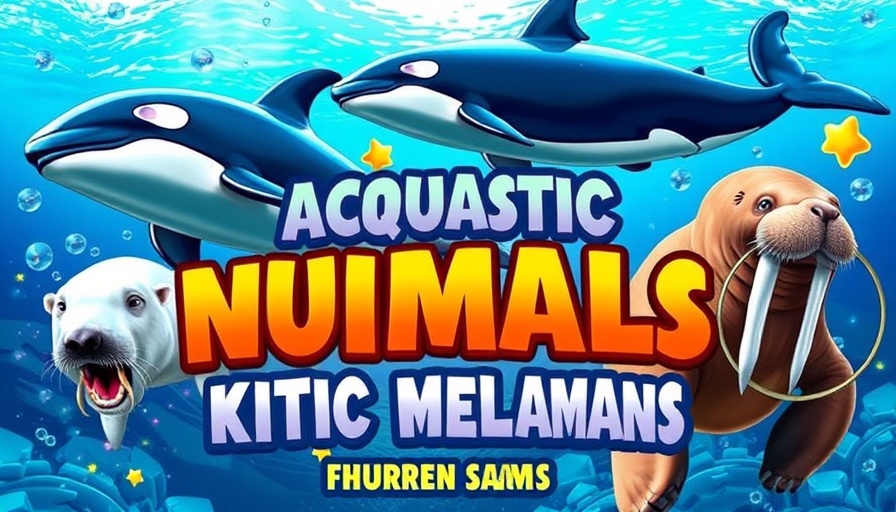 Aquatic Mammals Game for Kids featuring killer whale, manatee, polar bear, walrus.