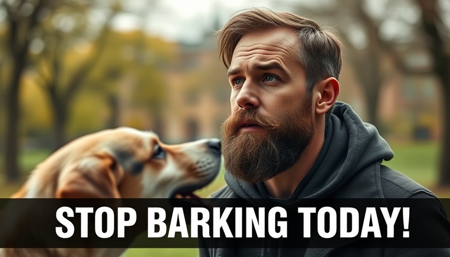 Man addressing dog barking outdoors, transforming reactive behavior in dogs.