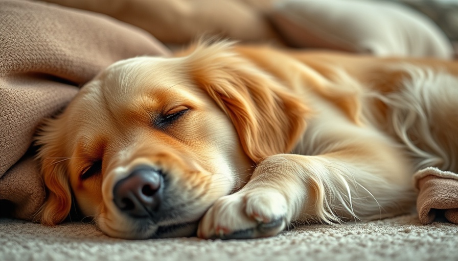 Golden retriever in a funny moment resting comfortably indoors.