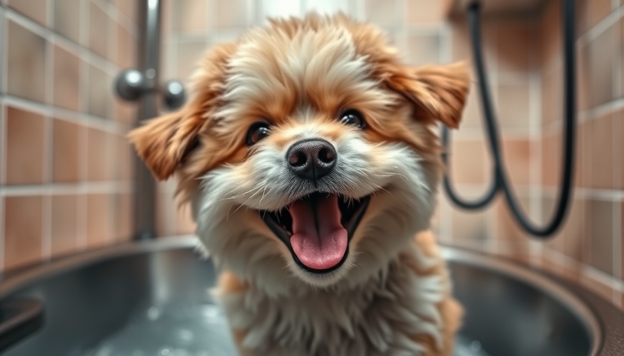 Pet funniest videos: Dog joyfully receiving a bath at a grooming shop.
