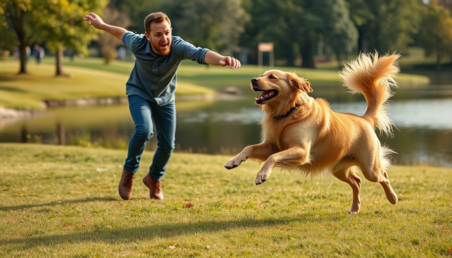 Hilarious Dogs Being Weird with golden retriever jumping playfully at man by lake.