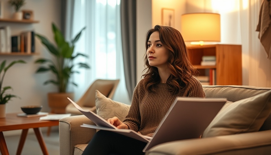 Woman preparing for film role in cozy room, mom's movie coming to LA.