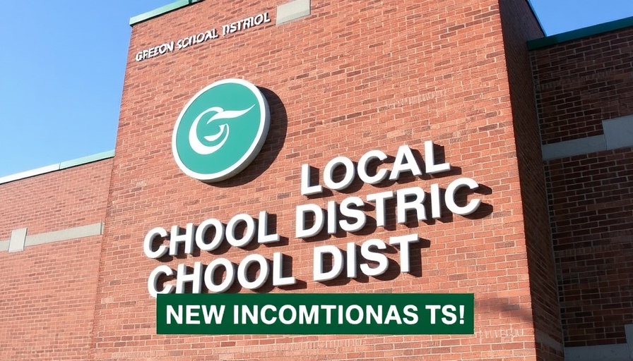 Greenon school levy announcement on building exterior with logo.