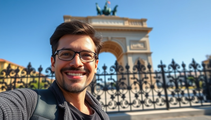 Smiling tourist at London monument, skip the line tickets.