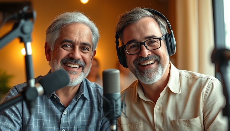 Two men in headphones recording podcast on crowdfunded real estate investment