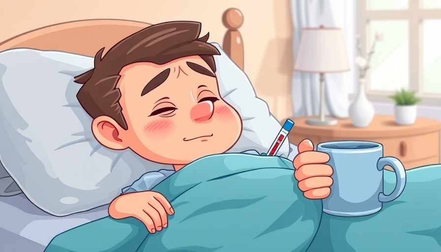 Cold & Flu Miracle Point cartoon of sick person in bed.