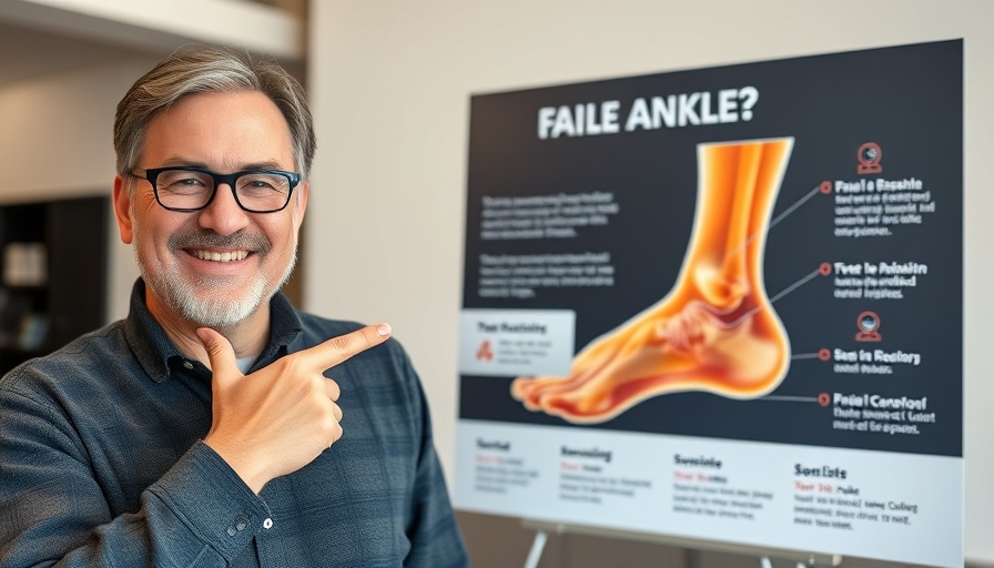 Ankle Sprain Miracle Point concept with man pointing at ankle.