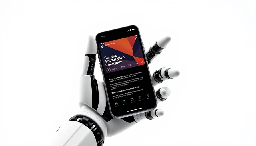 Futuristic robotic hand with smartphone displaying Claude subscription plan