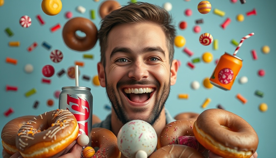 Happy man shows results after quitting sugar for 30 days.