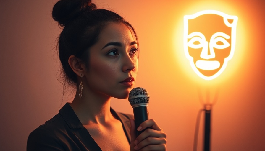A woman questions wellness trends with a glowing mask symbol.