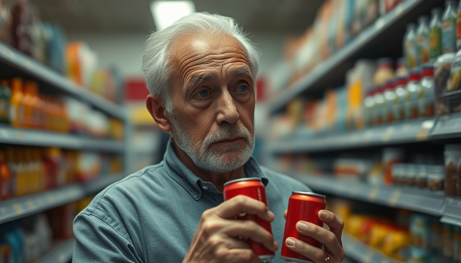 Understanding ultra-processed foods concept with man in supermarket.