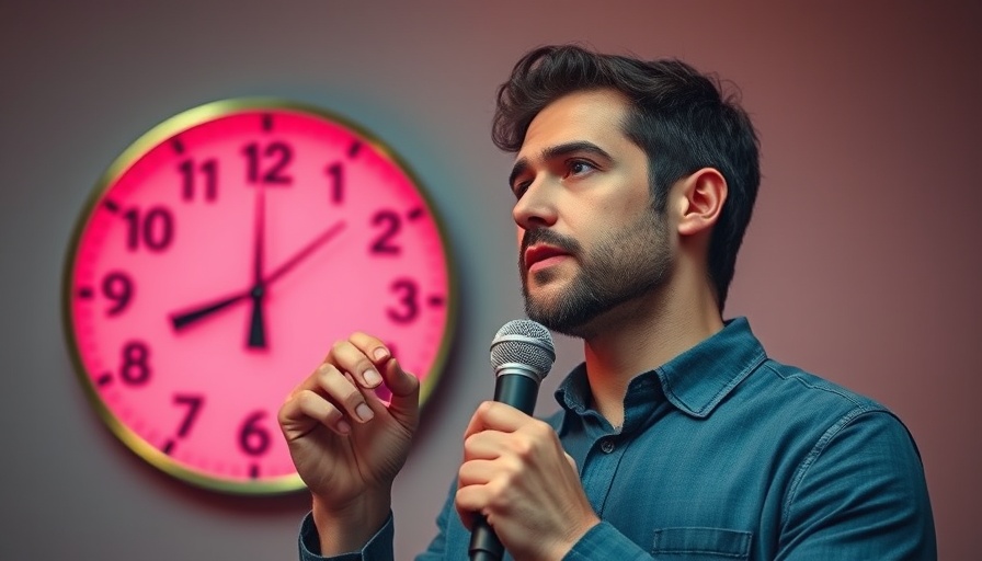 Speaker sharing tips for a healthy life with clock illustration.