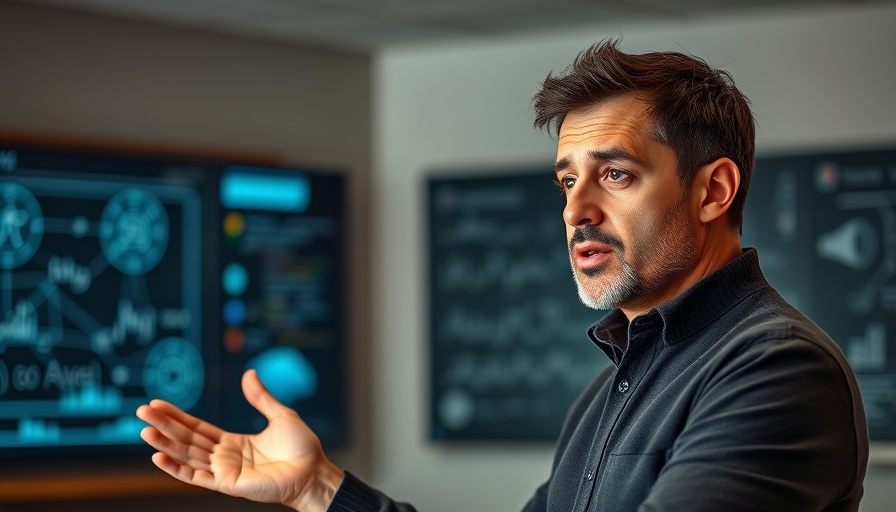 Confident man in a classroom explaining Triage AI Agents concepts.
