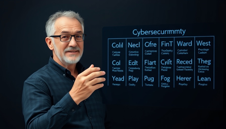 Man explaining cybersecurity acronyms on a transparent board.