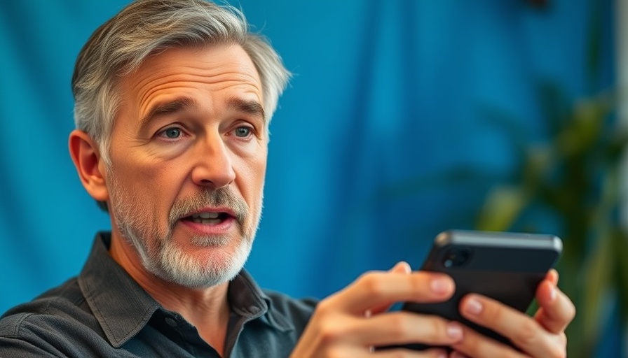 Middle-aged man explains technology, passwords will disappear.