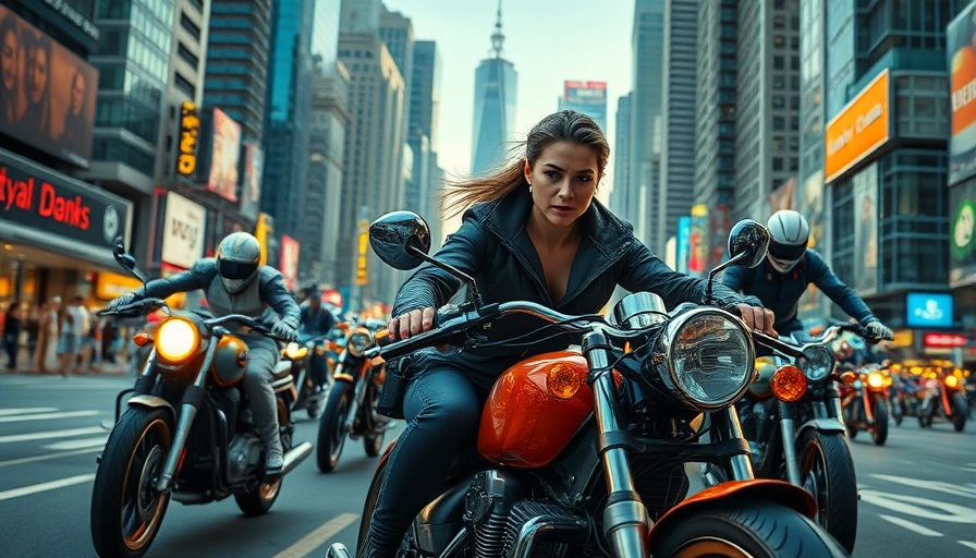 Best Netflix shows 2025: thrilling scene with a woman on a motorcycle and robots.