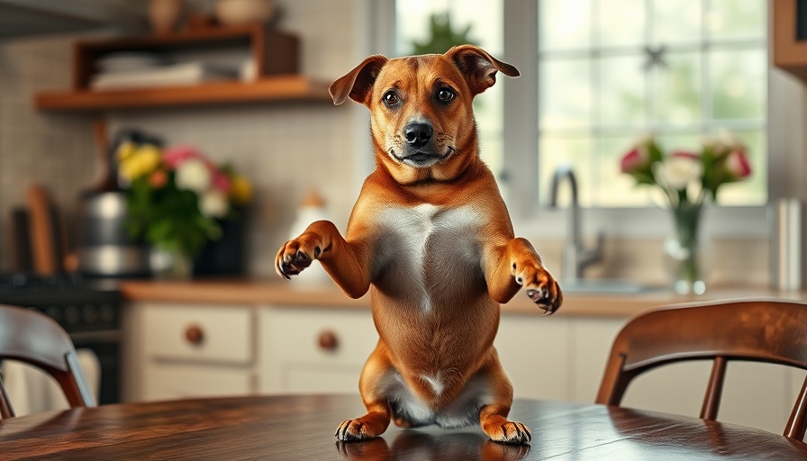 Amusing dog balances on kitchen table - funny pet stories