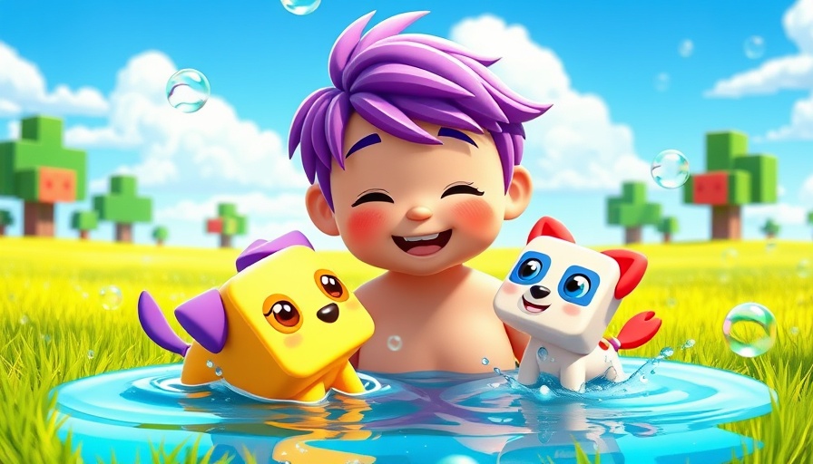 Hilarious pets in a cartoon bath scene with a playful character.