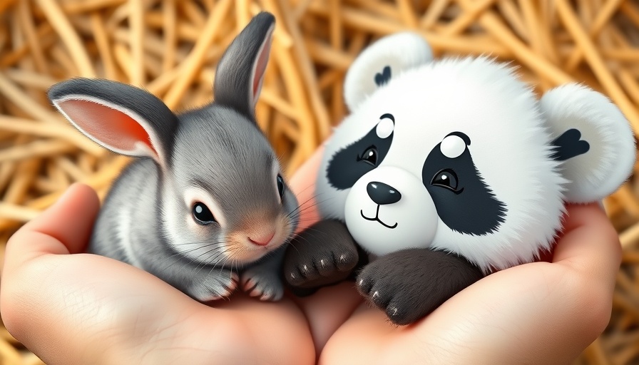 Cute baby animals video thumbnail with bunny and panda.