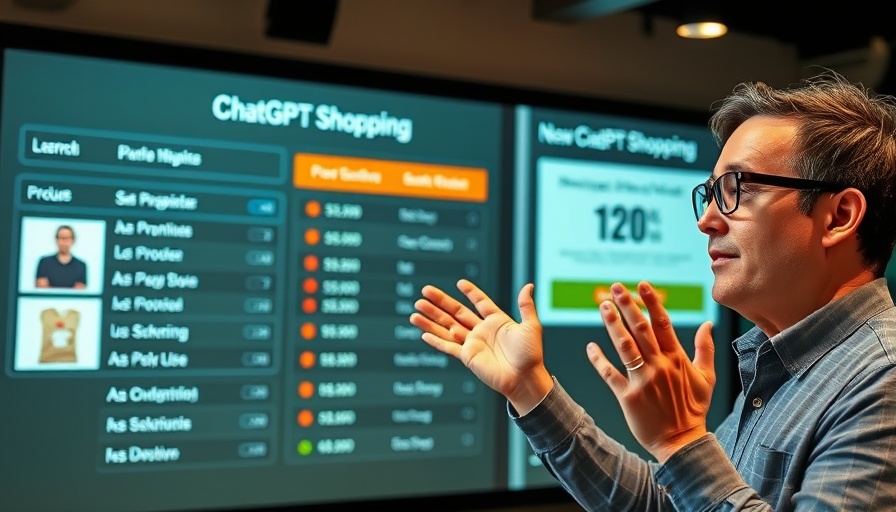 Person explaining how to feature products in ChatGPT Shopping with product list display.