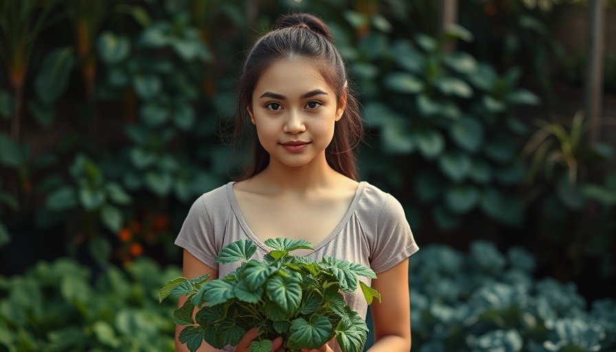 Young woman with a plant in garden discussing seeds need stratification.