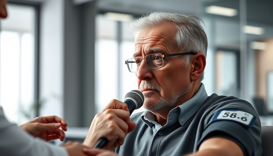 Man discussing lower blood pressure impacts, addressing health concerns.