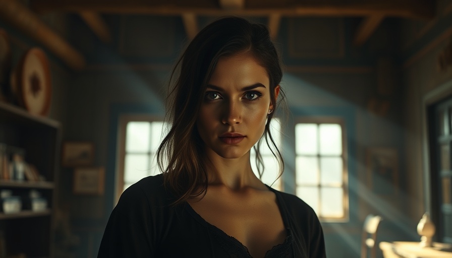 Mysterious cinematic villain in a sunlit room for AI marketing.