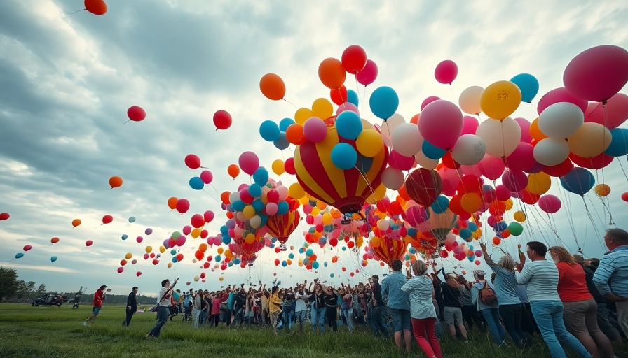 Lively crowd releasing balloons at outdoor event, highlighting community spirit in local Ohio news.