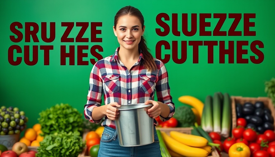 Vibrant image with woman and produce on squeeze chutes in agriculture.