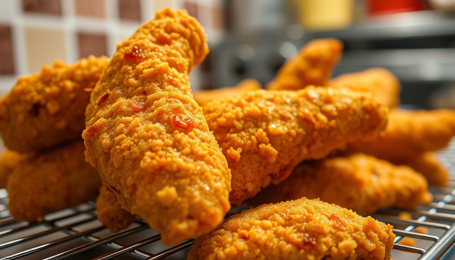 Crispy hot honey chicken tenders fresh from the oven.