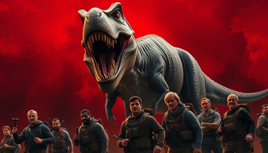 Jurassic Park Franchise Rebirth dramatic poster with dinosaur