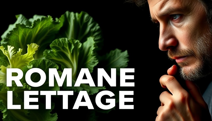 Romaine lettuce and thoughtful man reflecting on health risks.